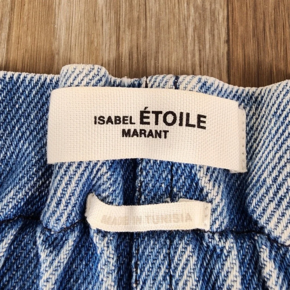 Isabel Marant Etoile Itea Light Wash Acid Paperbag Denim Shorts Blue Size 36